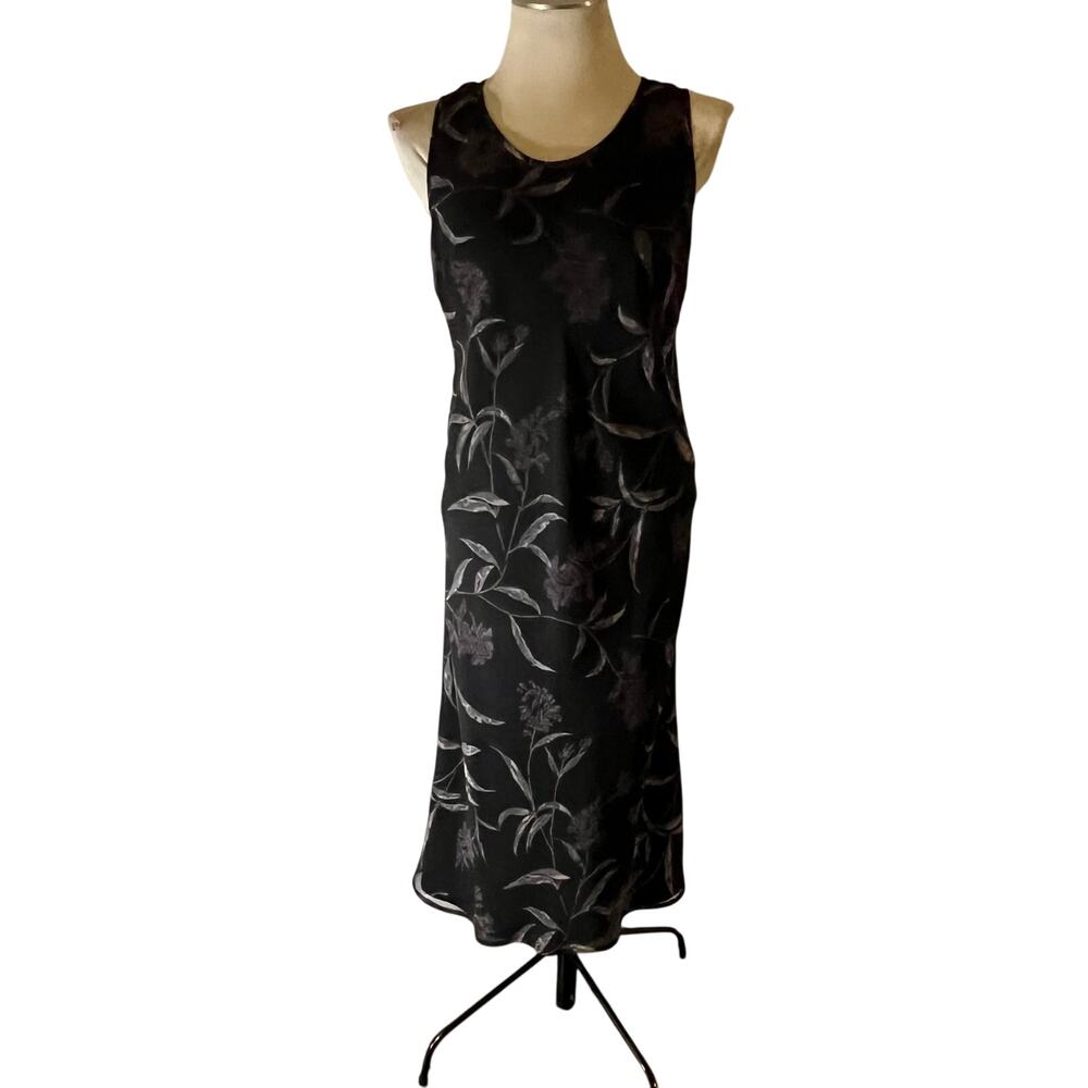 Vtg Y2K 2000s Black Dark Floral Maxi Dress Sz 6 Whimsygoth Fairy Grunge Romantic